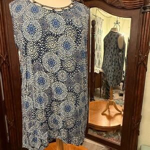 Catherines Blue and Black Sleeveless Tunic Relaxed Fit